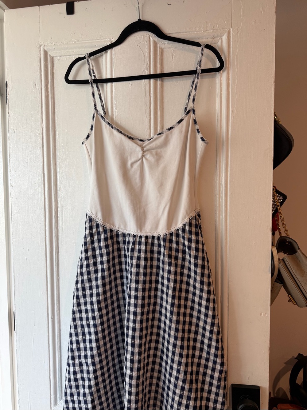For Love & Lemons Gingham A-Line Sundress - Cream & Black - Picture 2 of 6